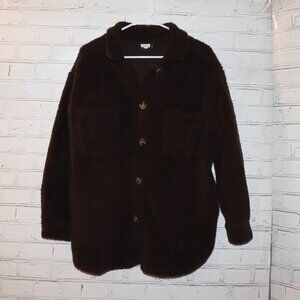 🤎 Maurices Teddy Fleece Shacket · Women’s Small · Brown